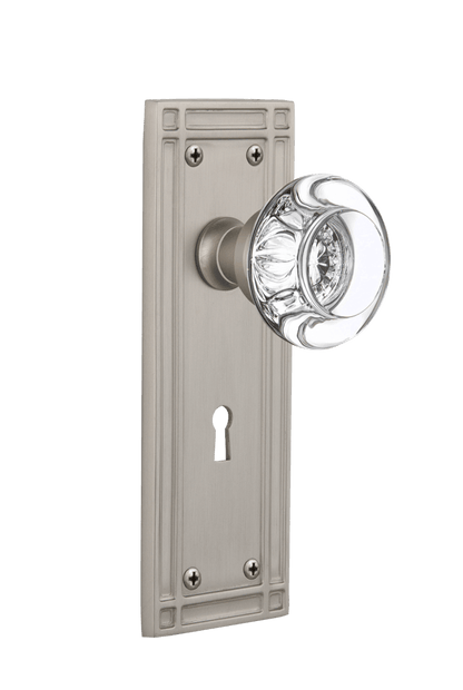 Nostalgic Warehouse Mission Plate with Round Clear Crystal Knob - Mortise Lock