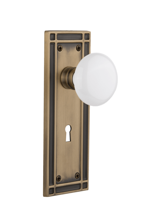 Nostalgic Warehouse Mission Plate with White Porcelain Knob - Mortise Lock