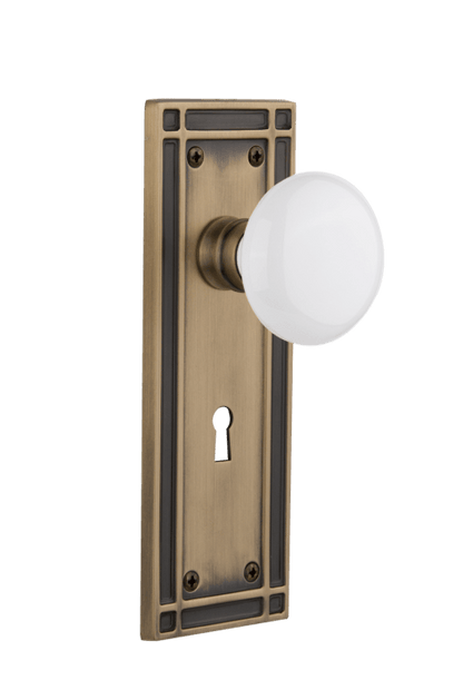 Nostalgic Warehouse Mission Plate with White Porcelain Knob - Mortise Lock