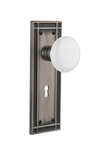 Nostalgic Warehouse Mission Plate with White Porcelain Knob - Mortise Lock
