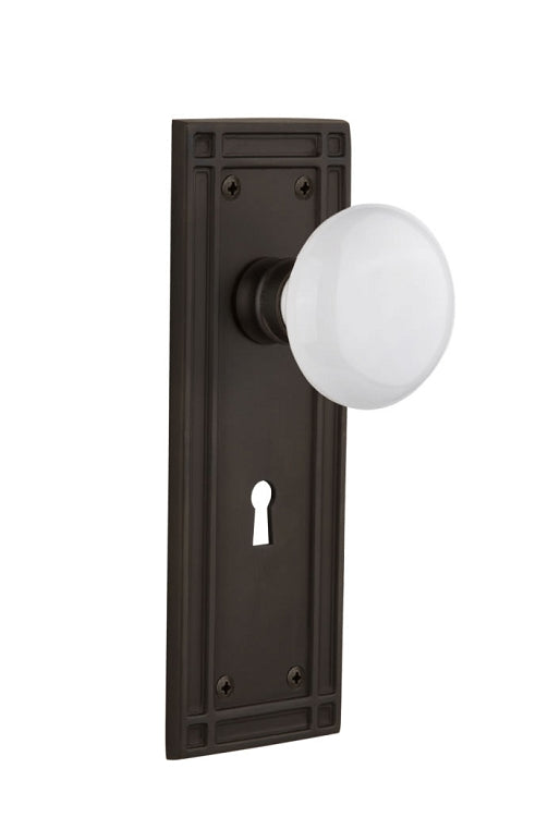 Nostalgic Warehouse Mission Plate with White Porcelain Knob - Mortise Lock
