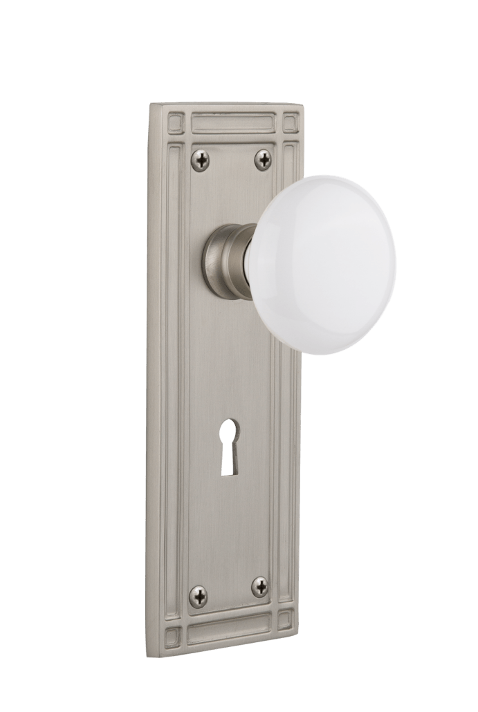 Nostalgic Warehouse Mission Plate with White Porcelain Knob - Mortise Lock