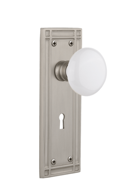 Nostalgic Warehouse Mission Plate with White Porcelain Knob - Mortise Lock