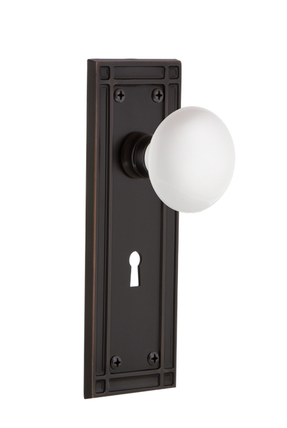 Nostalgic Warehouse Mission Plate with White Porcelain Knob - Mortise Lock