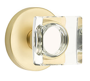 Emtek Square Crystal Knob with Disk Rosette