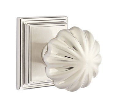 Emtek Melon Knob With Wilshire Rosette - Satin Nickel