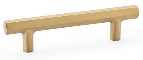 Emtek Mod Hex 4 inch cabinet Pull in Satin Brass