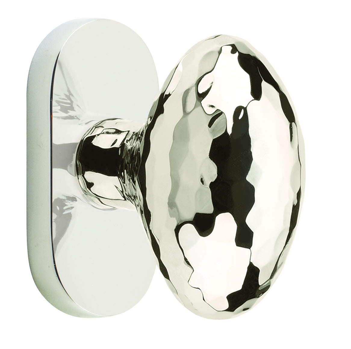 Emtek Hammered Egg Knob with 1.5" x 3" Oval Stretto Rosette