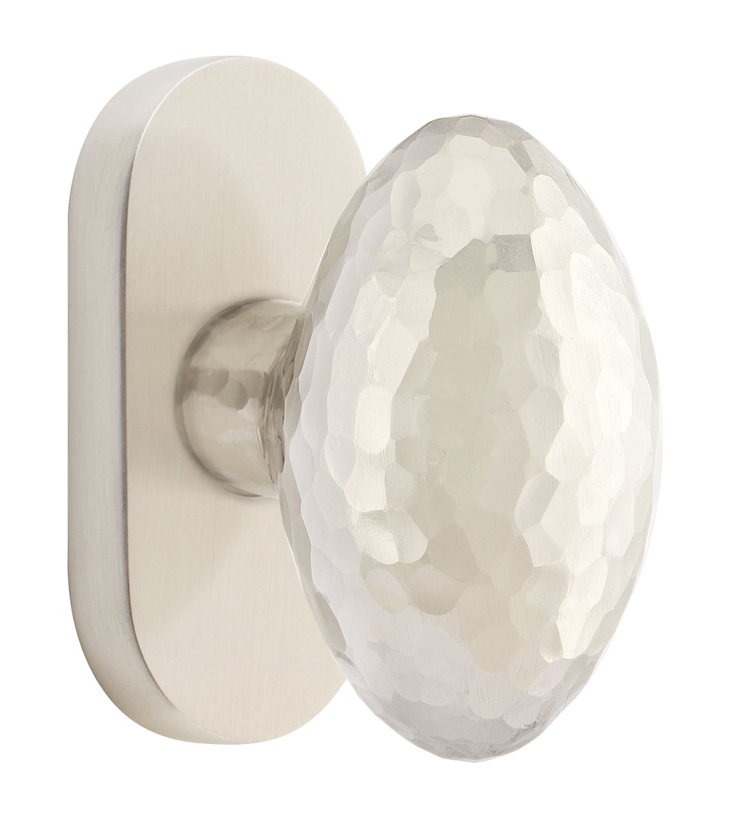 Emtek Hammered Egg Knob with 1.5" x 3" Oval Stretto Rosette