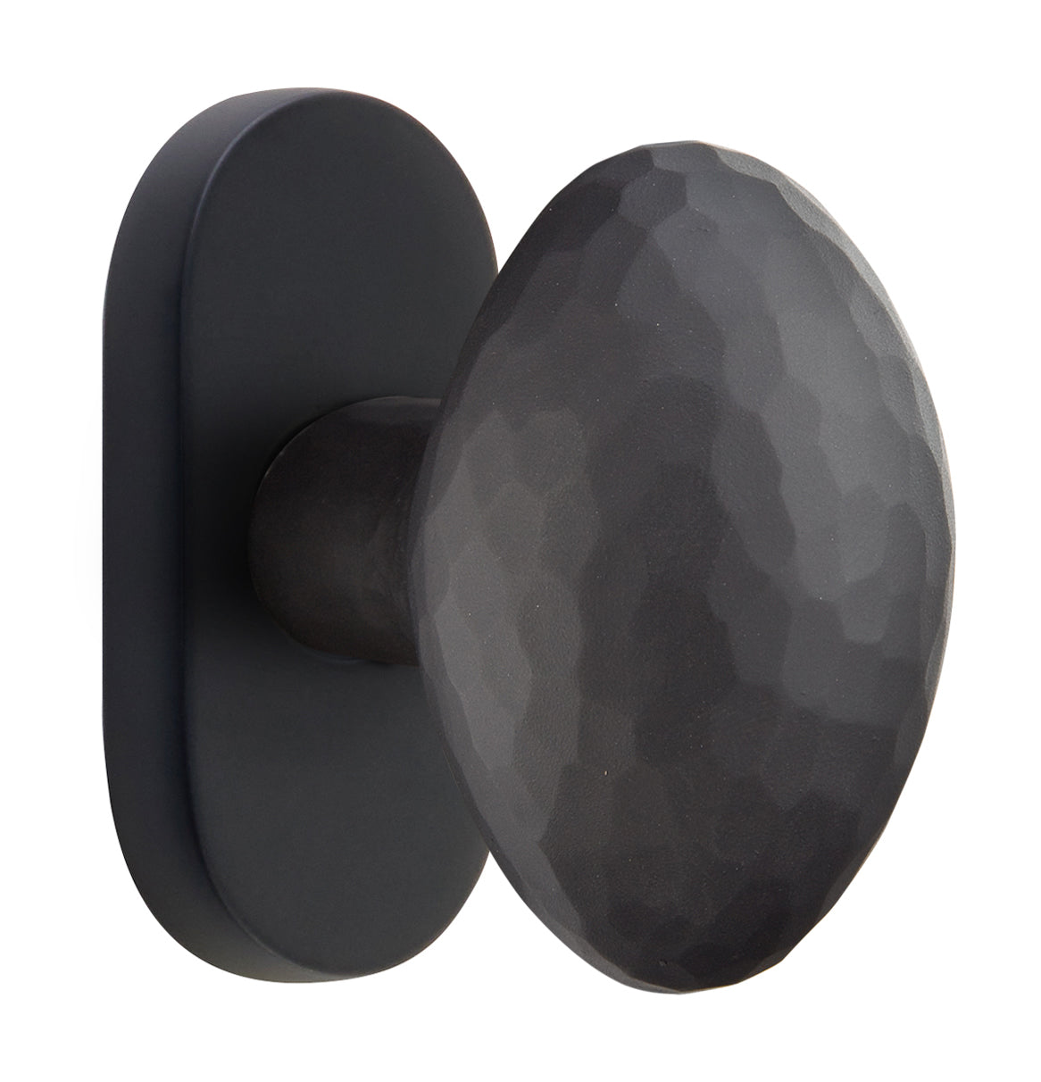 Emtek Hammered Egg Knob with 1.5" x 3" Oval Stretto Rosette