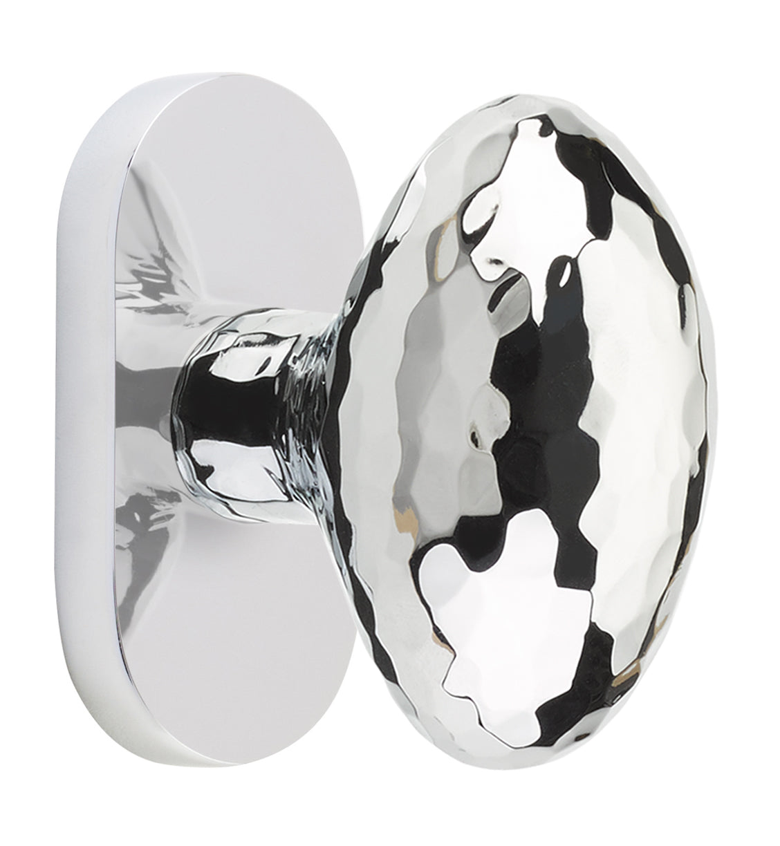 Emtek Hammered Egg Knob with 1.5" x 3" Oval Stretto Rosette