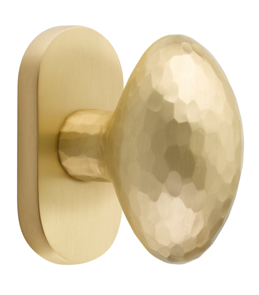 Emtek Hammered Egg Knob with 1.5" x 3" Oval Stretto Rosette