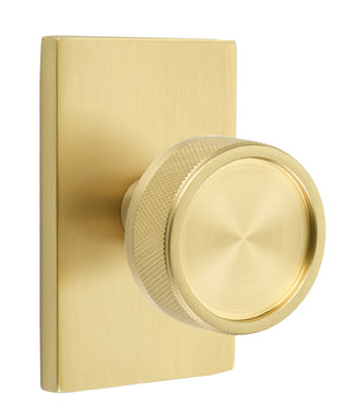 Emtek Conical Knurled Door Knob with Modern Rectangular Rosette
