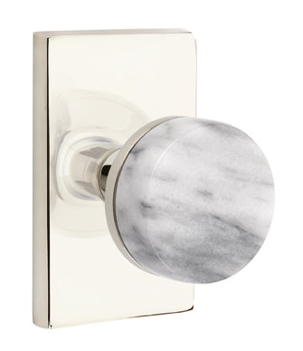 Emtek Conical Marble Interior Mortise Knob with Modern Rectangular Rosette