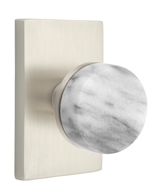 Emtek Conical Marble Interior Mortise Knob with Modern Rectangular Rosette
