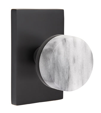 Emtek Conical Marble Interior Mortise Knob with Modern Rectangular Rosette