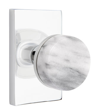 Emtek Conical Marble Interior Mortise Knob with Modern Rectangular Rosette