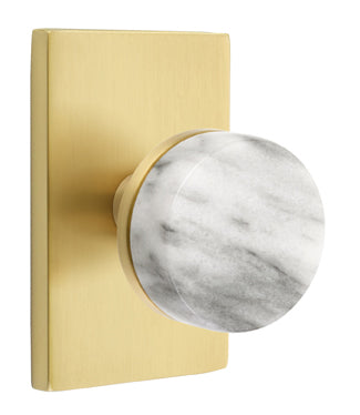 Emtek Conical Marble Interior Mortise Knob with Modern Rectangular Rosette