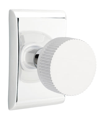 Emtek Conical Straight Knurled Interior Mortise Knob with Neos Rosette