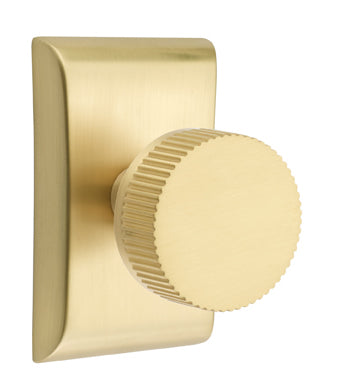Emtek Conical Straight Knurled Interior Mortise Knob with Neos Rosette