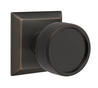 Emtek Conical Knurled Interior Mortise Knob with Quincy Rosette