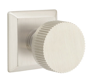 Emtek Conical Straight Knurled Interior Mortise Knob with Quincy Rosette