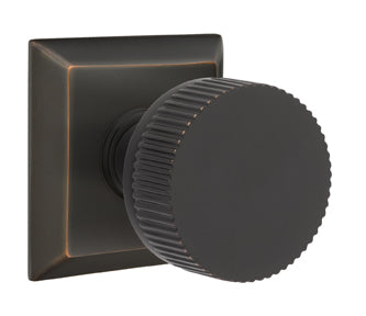 Emtek Conical Straight Knurled Interior Mortise Knob with Quincy Rosette