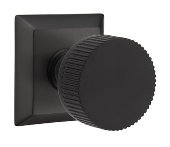 Emtek Conical Straight Knurled Interior Mortise Knob with Quincy Rosette