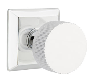 Emtek Conical Straight Knurled Interior Mortise Knob with Quincy Rosette