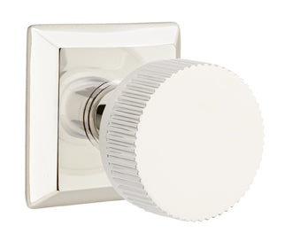 Emtek Conical Straight Knurled Interior Mortise Knob with Quincy Rosette
