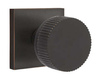 Emtek Conical Straight Knurled Door Knob with Square Rosette