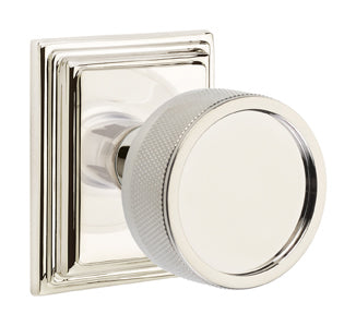 Emtek Conical Knurled Door Knob with Wilshire Rosette