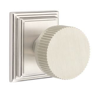 Emtek Conical Straight Knurled Interior Mortise Knob with Wilshire Rosette