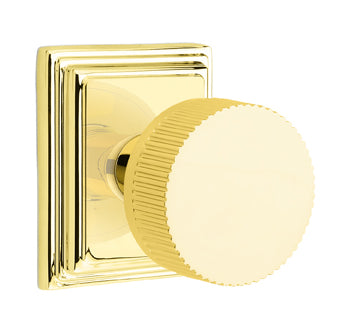 Emtek Conical Straight Knurled Interior Mortise Knob with Wilshire Rosette