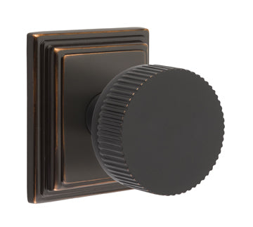 Emtek Conical Straight Knurled Interior Mortise Knob with Wilshire Rosette