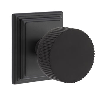 Emtek Conical Straight Knurled Interior Mortise Knob with Wilshire Rosette