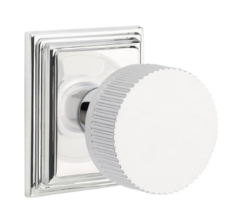 Emtek Conical Straight Knurled Interior Mortise Knob with Wilshire Rosette