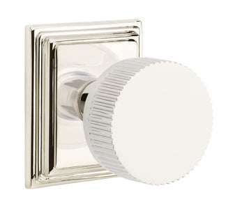 Emtek Conical Straight Knurled Interior Mortise Knob with Wilshire Rosette