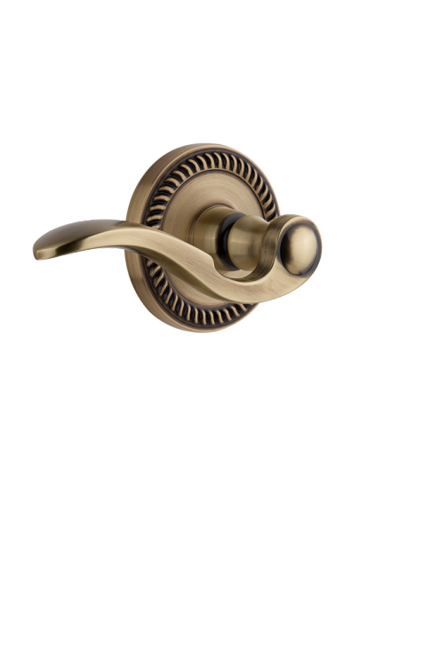 Grandeur Newport Rosette with Bellagio Lever in Vintage Brass
