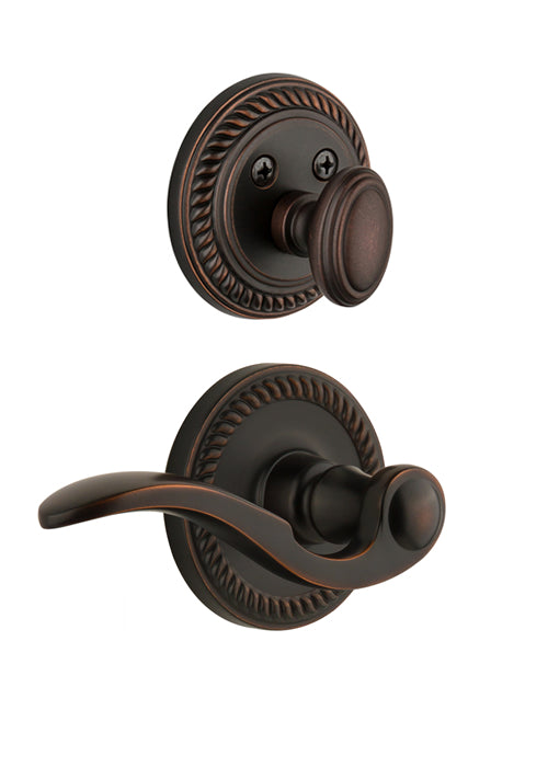 Grandeur Newport Handleset with Bellagio Lever - (Interior Half Only, with Deadbolt)