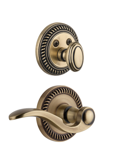 Grandeur Newport Handleset with Bellagio Lever - (Interior Half Only, with Deadbolt)