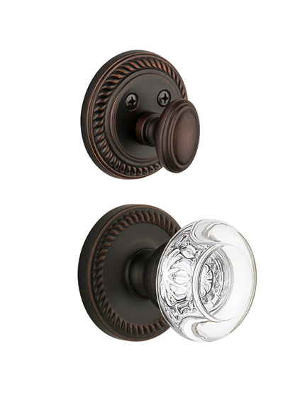 Grandeur Newport Handleset with Bordeaux Knob - (Interior Half Only, with Deadbolt)