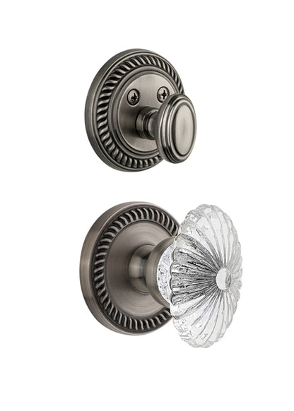 Grandeur Newport Handleset with Burgundy Knob - (Interior Half Only, with Deadbolt)