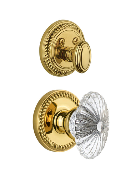 Grandeur Newport Handleset with Burgundy Knob - (Interior Half Only, with Deadbolt)