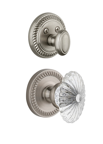 Grandeur Newport Handleset with Burgundy Knob - (Interior Half Only, with Deadbolt)