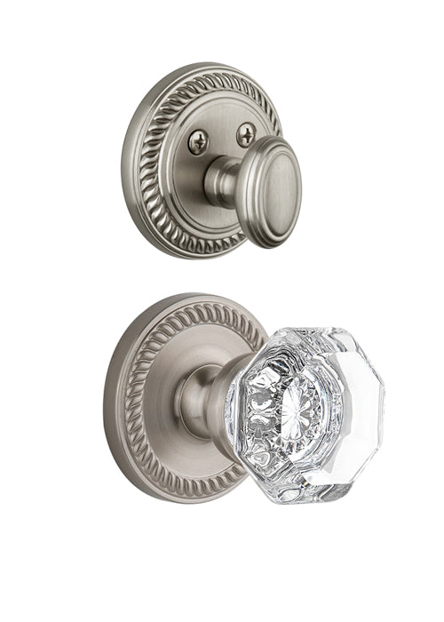 Grandeur Newport Handleset with Chambord Knob - (Interior Half Only, with Deadbolt)