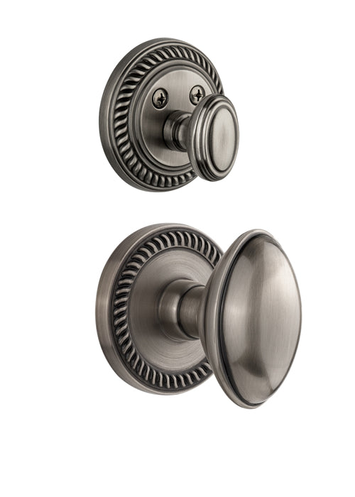 Grandeur Newport Handleset with Eden Prairie Knob - (Interior Half Only, with Deadbolt)