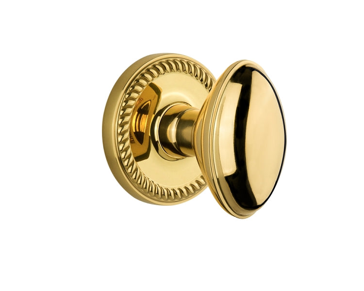 Grandeur Newport Rosette with Eden Prairie Knob Polished Brass / Lifetime Brass