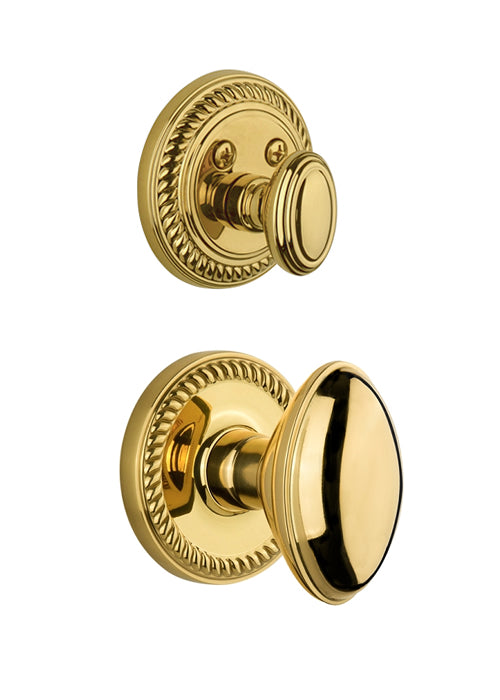 Grandeur Newport Handleset with Eden Prairie Knob - (Interior Half Only, with Deadbolt)