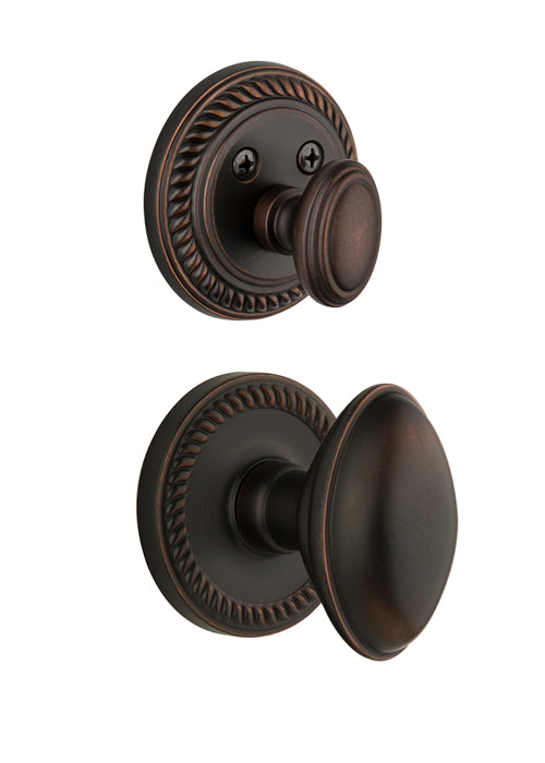 Grandeur Newport Handleset with Eden Prairie Knob - (Interior Half Only, with Deadbolt)